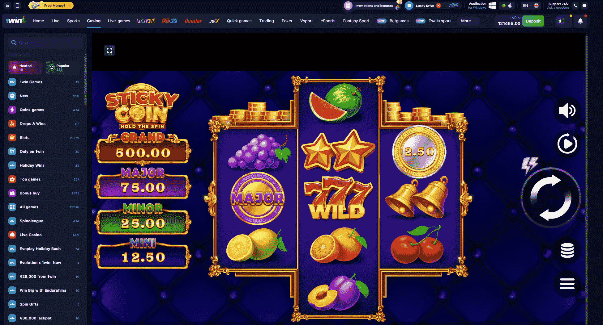 1win online casino India free